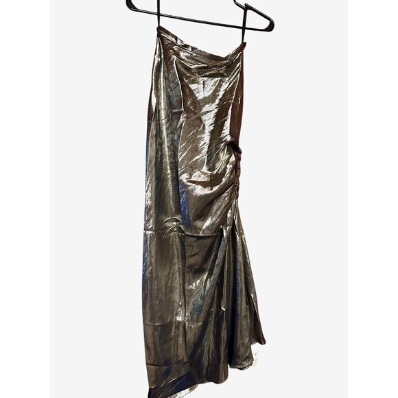 Ellery Laura Silver Lamé Ruche Slip Skirt 65% Silk US 0 Australian Coture $2195 - Picture 9 of 16